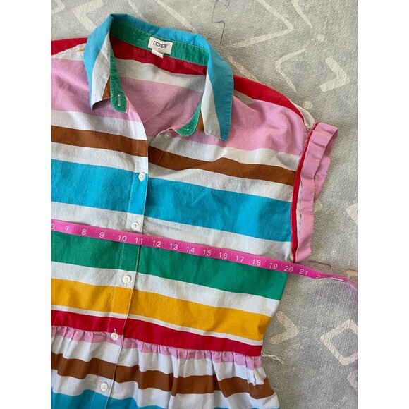 Button Down J.Crew Shirt Dress with Colorful Rainbow Stripes Size 8 - Picture 9 of 10
